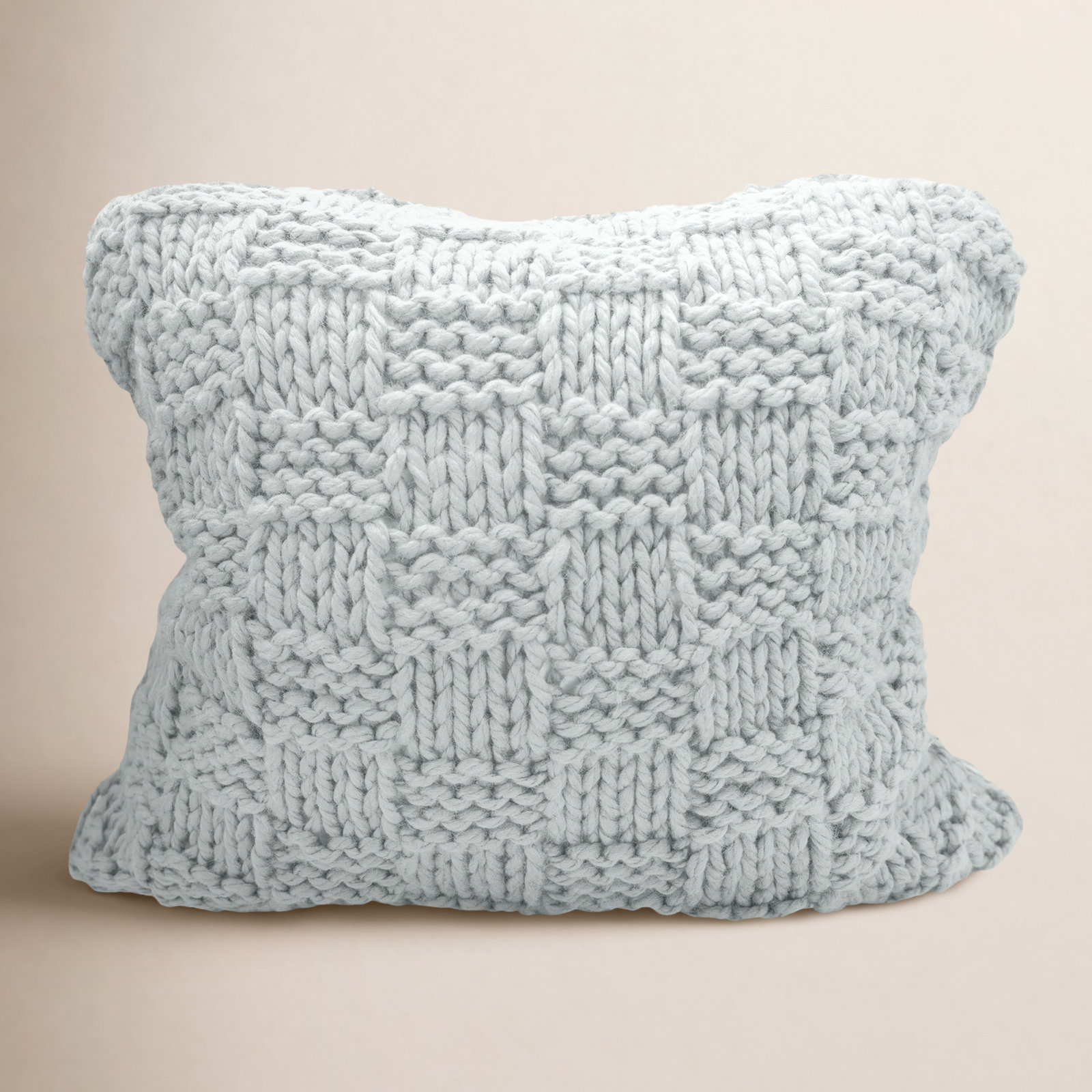 Hand Knitted Pillow Sham, Gray