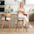 29'' Counter Modern Upholstered Swivel Bar Stools With Curved Wood Backrest & Solid Wood Frame -Linen Beige(Set Of 1)