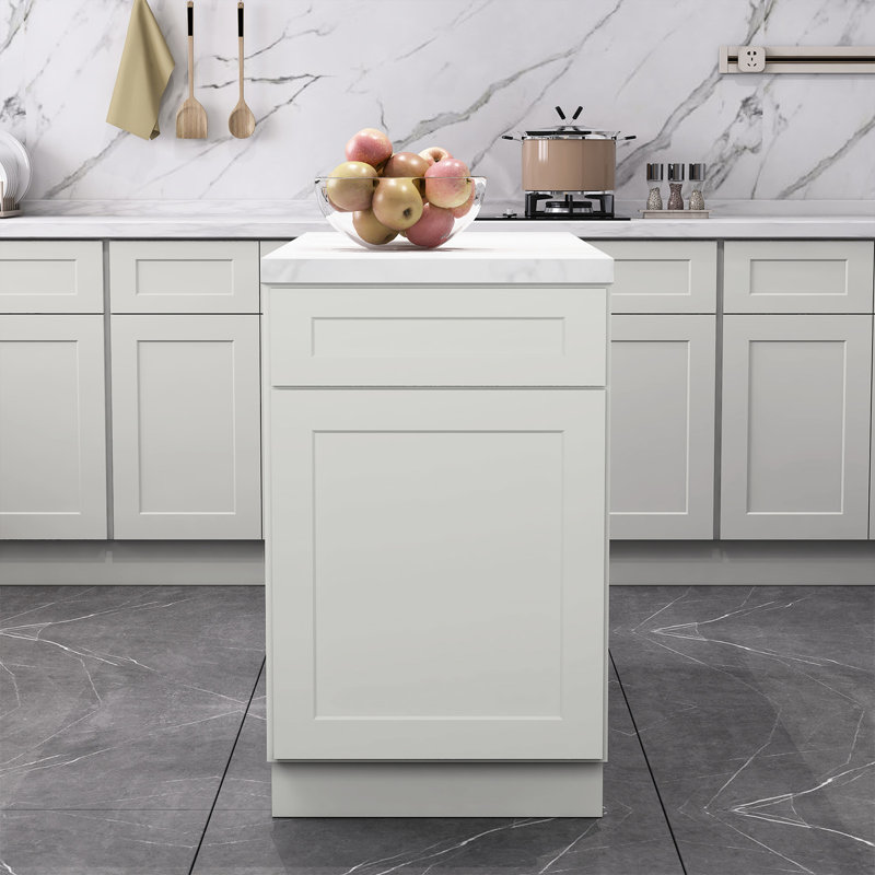 Armoire de cuisine 18 po x 24 po x 34,5 po en contreplaqué gris - beaucoup d'espace de rangement à l'intérieur, 1 porte, tablettes réglables
