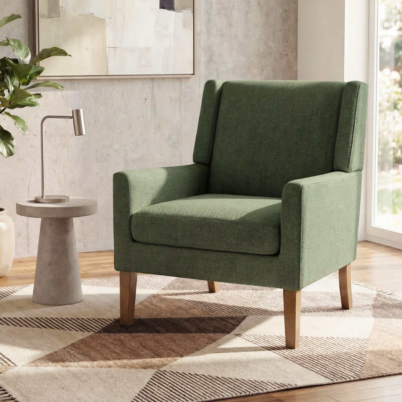Fauteuil à oreilles Ayran, Tissu vert