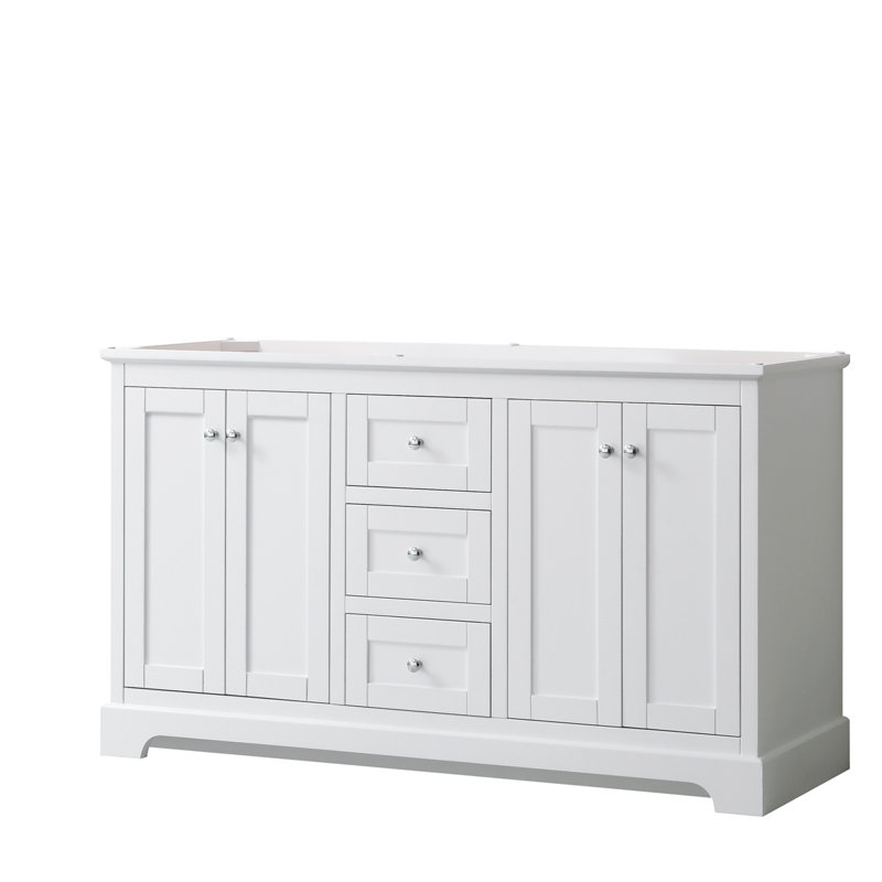 Avery 59.25'' Double Bathroom Vanity Base Only, White/Polished Chrome