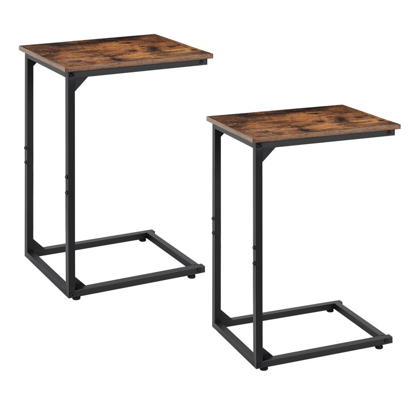 2-Pack Simple C-Shaped Side Table (Brown)