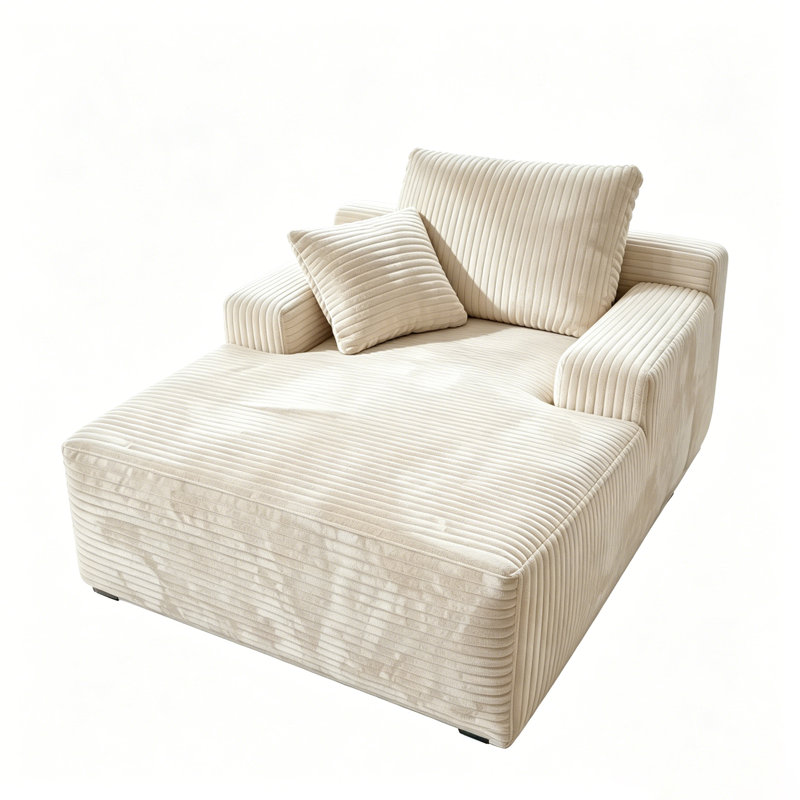 Canapé de 47 po et méridienne à compression de 65 po de profondeur sans os, canapé simple en tissu de velours côtelé avec accoudoirs doubles larges et coussins, canapé sans assemblage sous vide pour le salon de la chambre à coucher, gris