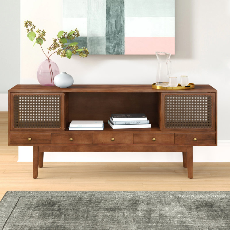 Saroja TV Stand for TVs up to 70", Black/Natural