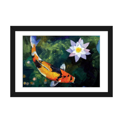 «Showa Koi and Water Lily» par Michael Creese, reproduction d'art sur toile tendue