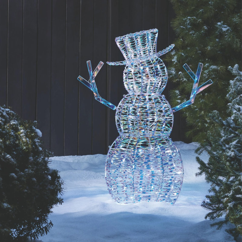 Pre-Lit LED Iridescent Snowman Lighted Display