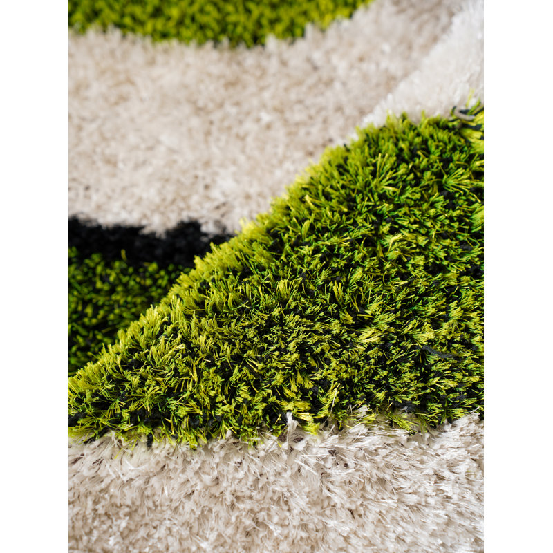 Angeles Hand Tufted Shag Polyester Eco-Friendly Area Rugs - Rectangle, Green Beige Colour, Contemporary Modern Design, High Pile Thick Handmade Anti Skid Area Rugs for Living Room, Bed Room