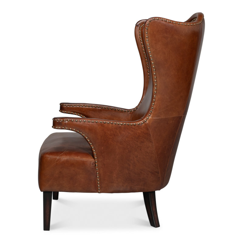 Drake Armchair, Dark Brown Genuine Leather