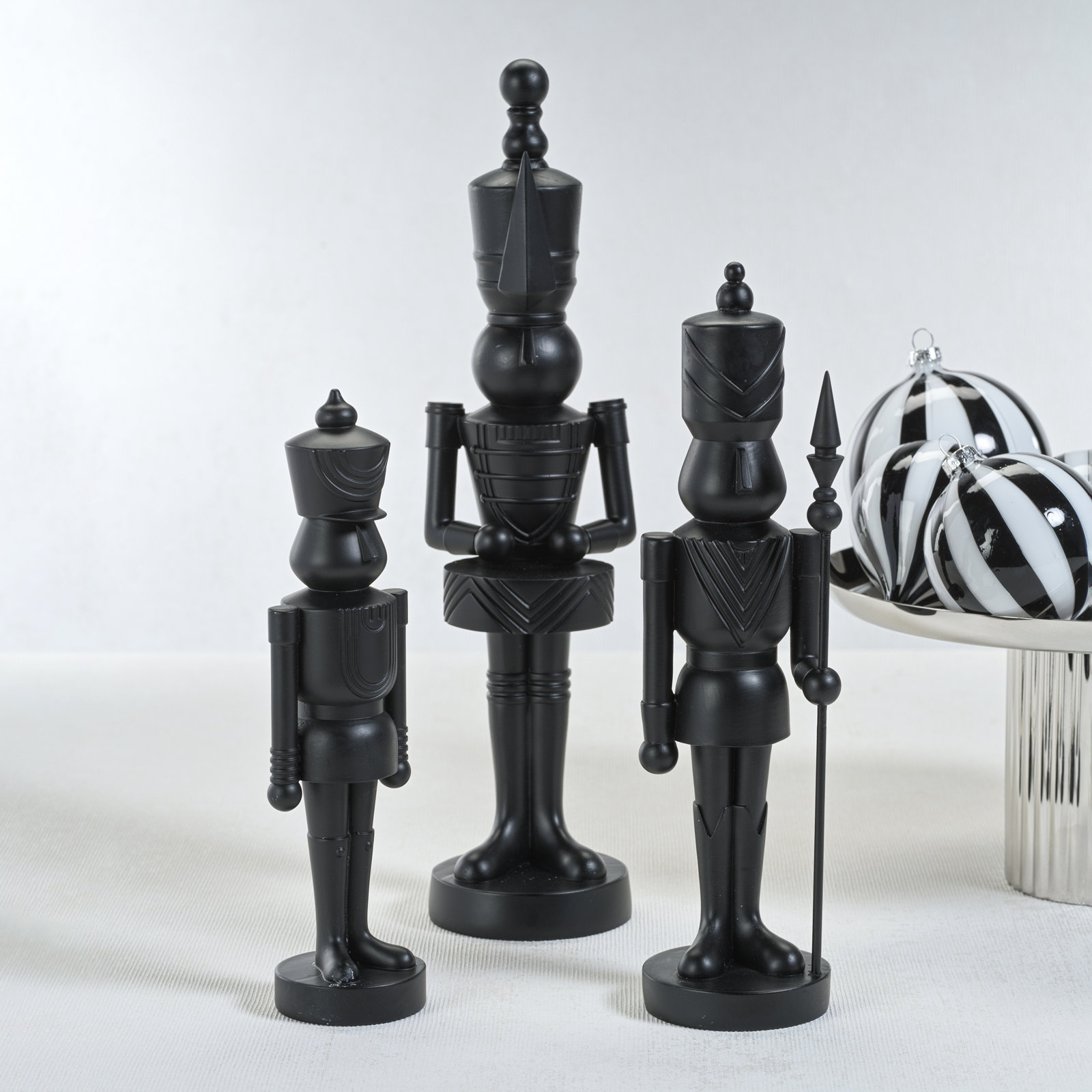 3-Piece Soldier Nutcracker Figurine Set, Black