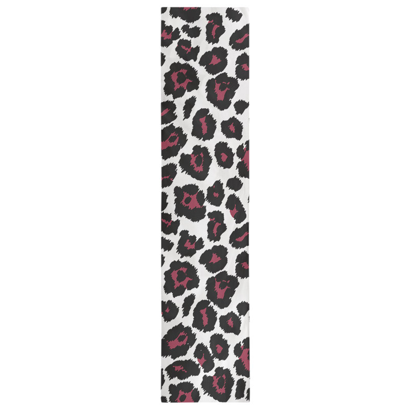 Chemin de table à imprimé animal, 72 po x 16 po, White/Black/Pink