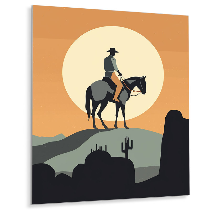 Décoration murale en métal Minimalistic Cowboy II - Men, H 32 po x l 16 po x P 1 po