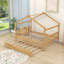 Wood House Bed With Pull-Out Twin Trundle-336203098-336203092