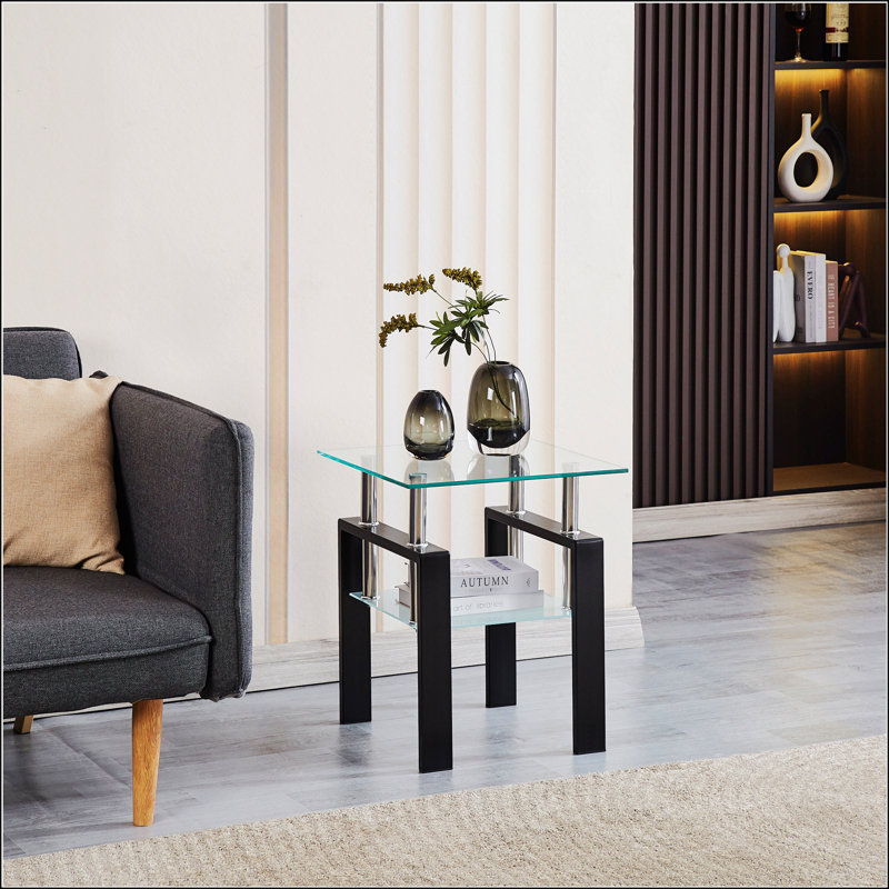 2-Piece Clear Tempered Glass Small Table