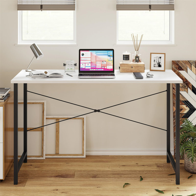 Sasha Desk, White/Black, 28.7" H x 31.5" W x 15.7" D