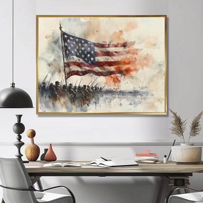 La guerre de 1812 avec le drapeau des États-Unis IV - Patriotiste des États-Unis, reproduction sur toile encadrée