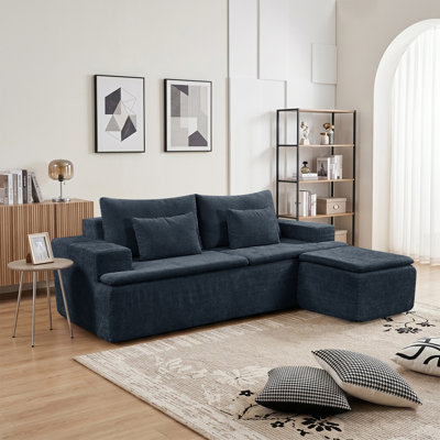 83" Modular Sectional Sofa, Boneless L-Shape Comfy Cloud Couch with Ottoman, 3-Seater Deep Seat Convertible Modular Sofa with Pocket Springs, Throw Pillows for Living Room, No Assembly Required