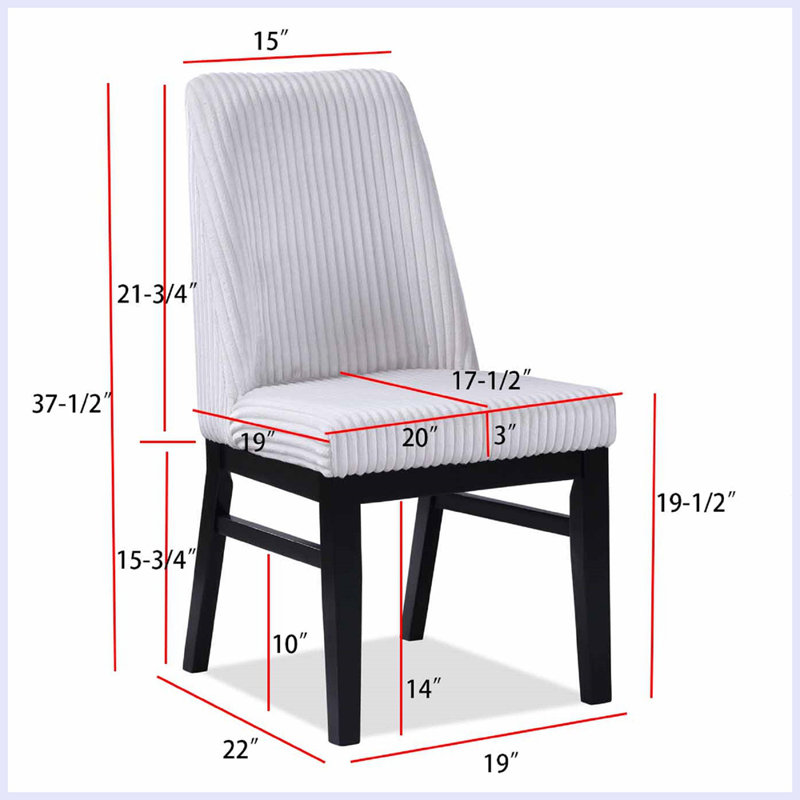 2 chaises contemporaines rembourrées de style Parson, Blanc