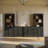 Set of 2 72" Tall Wood Sideboard w/3-Tier Shelves, Ebony-120112851