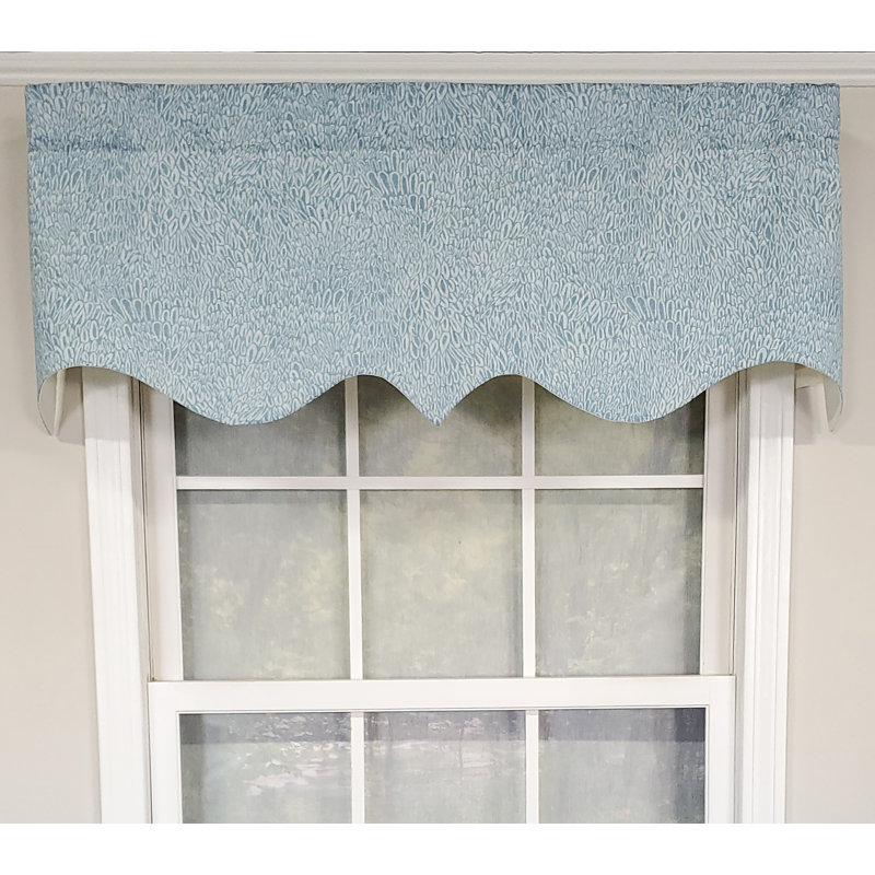 Miramar Cotton Blend Paisley Scalloped Window Valance, Mediterranean Blue