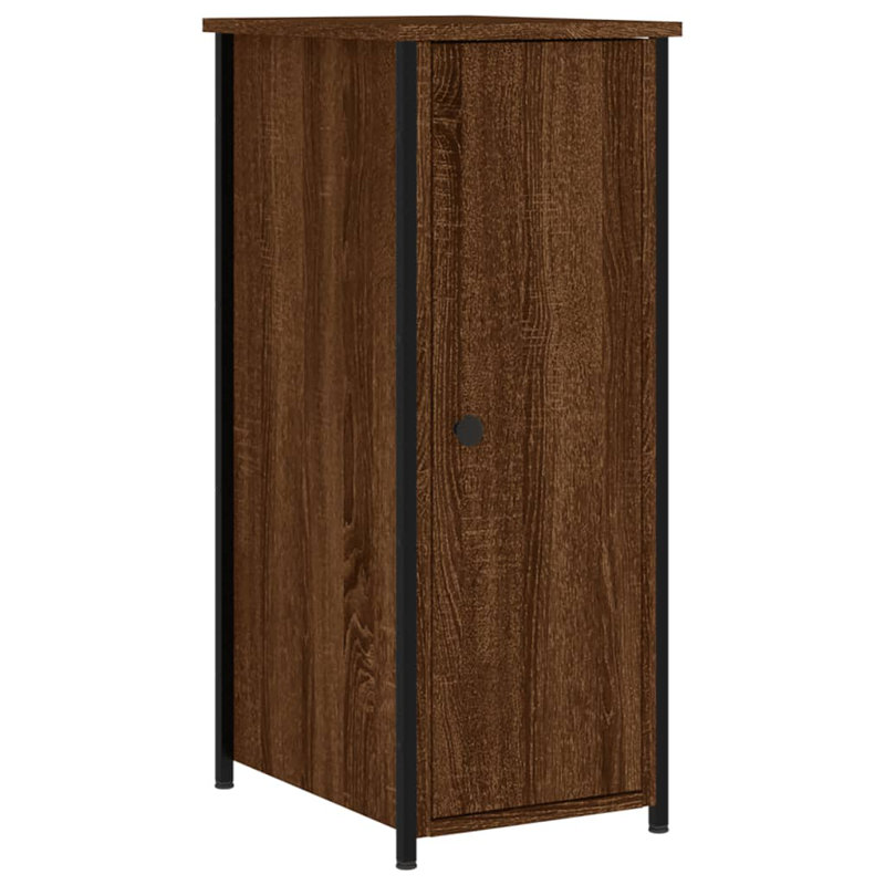 Memuna 32cm W Iron Bedside Table, Brown Oak, Set of 2