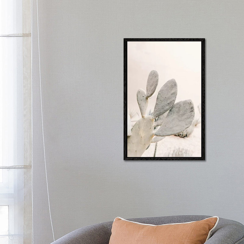 Neutral Cactus - Print on Canvas, Black Framed, 66.04cm H x 45.72cm W x 3.81cm D