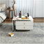 Table basse extensible avec rangement, table de salon réversible à 2 tiroirs et à 6 roulettes, blanc
