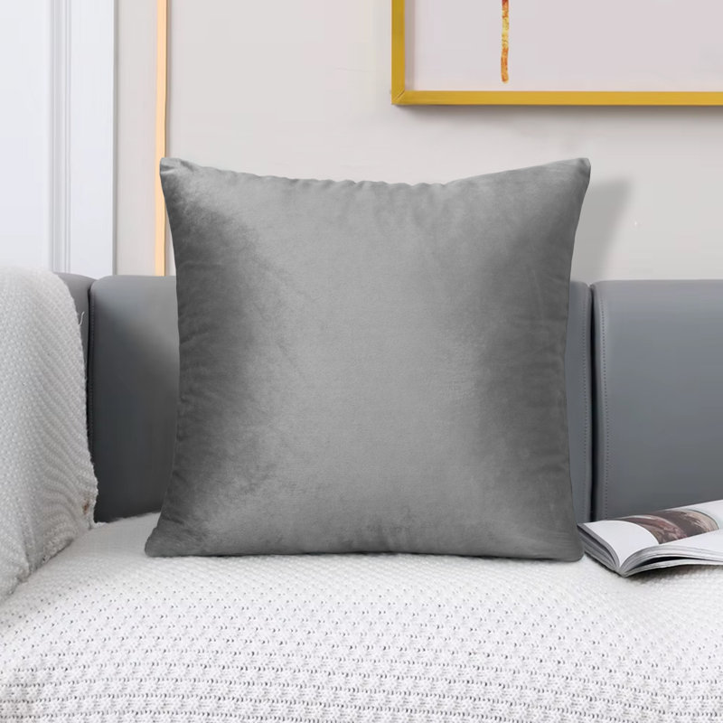 Kilian Square Throw Pillow Cover, Grey
