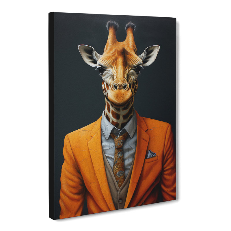 Giraffe In A Suit Painting - No Frame Print, 60cm H x 40cm W x 3cm D
