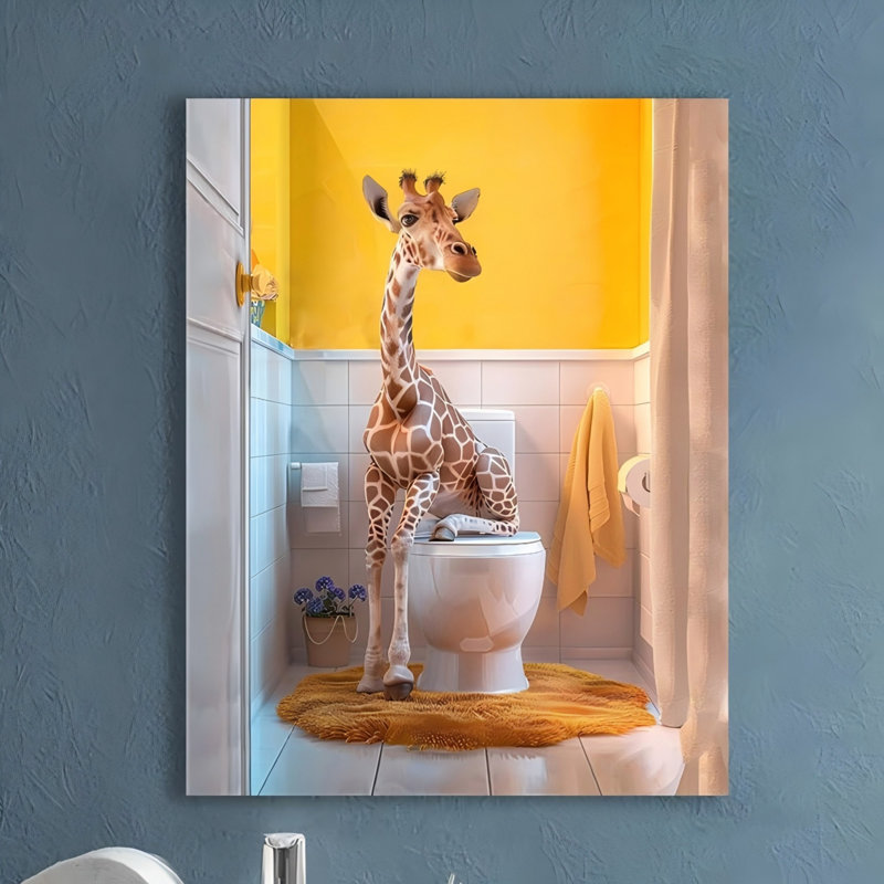 Drôle de girafe non encadrée, art mural 24 po x 32 po