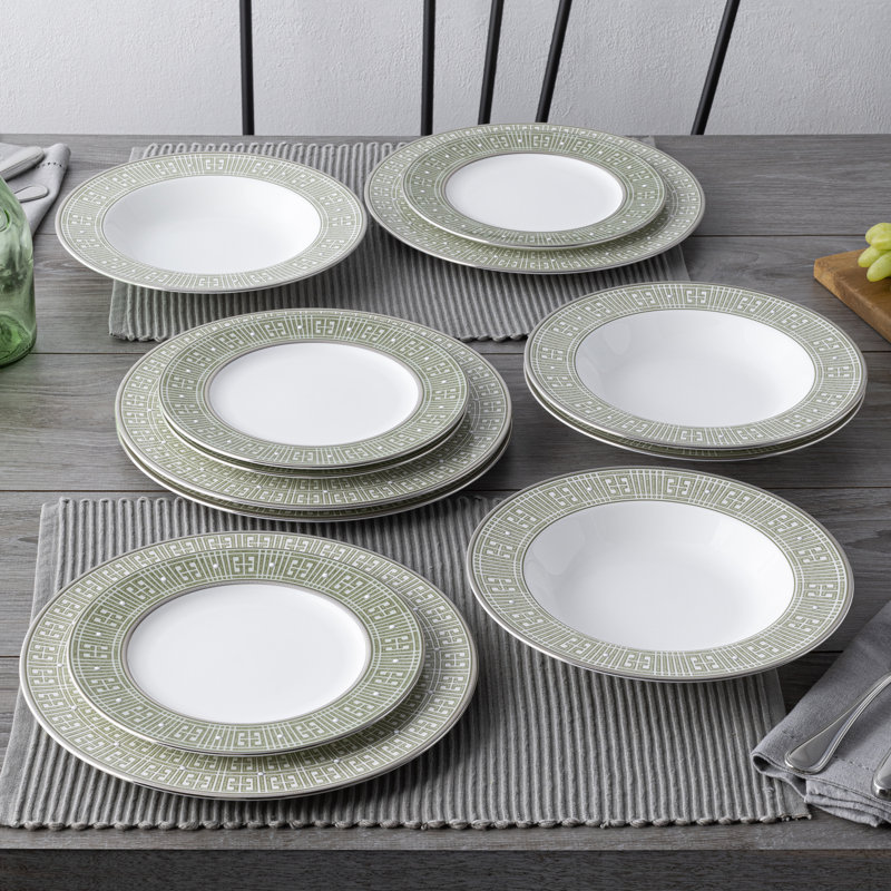 Noritake Infinity 12-Piece Dinnerware Set, Service For 4, Green Platinum