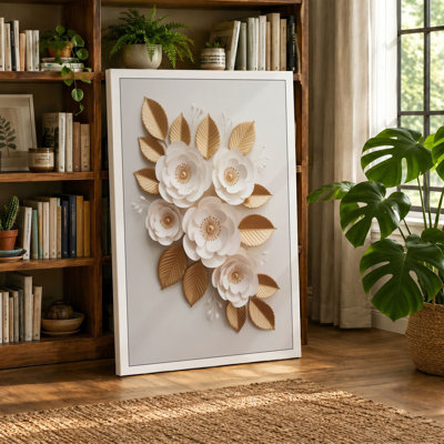 Sculpted Paper Blooms Botanical - Wrapped Canvas