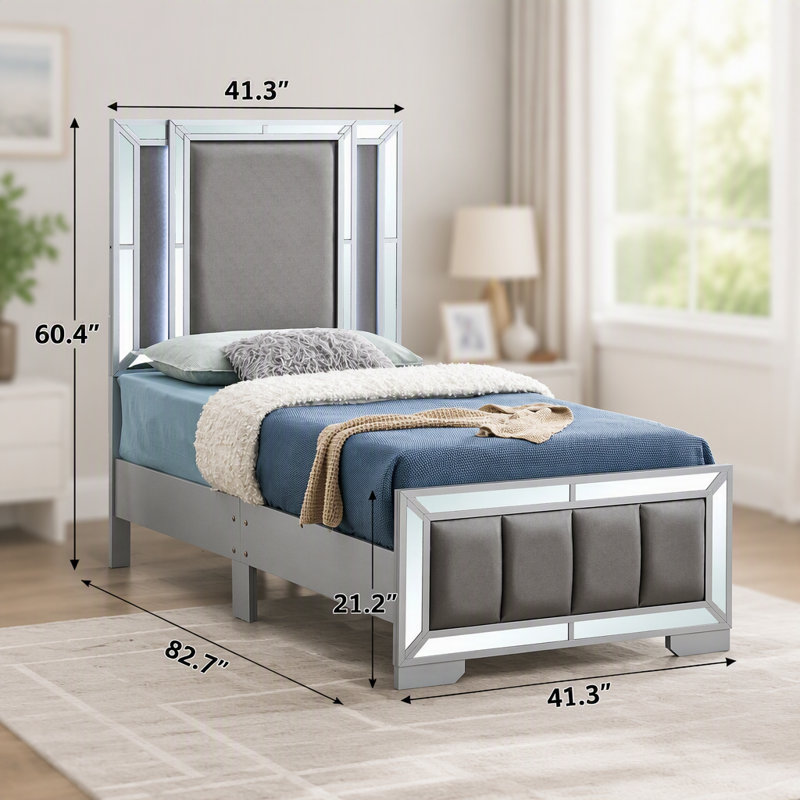 Lit simple Murry G004800A-TB (matelas non inclus), argent