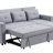 79.75" Light Gray Linen Convertible Sleeper Sofa With Side Pocket