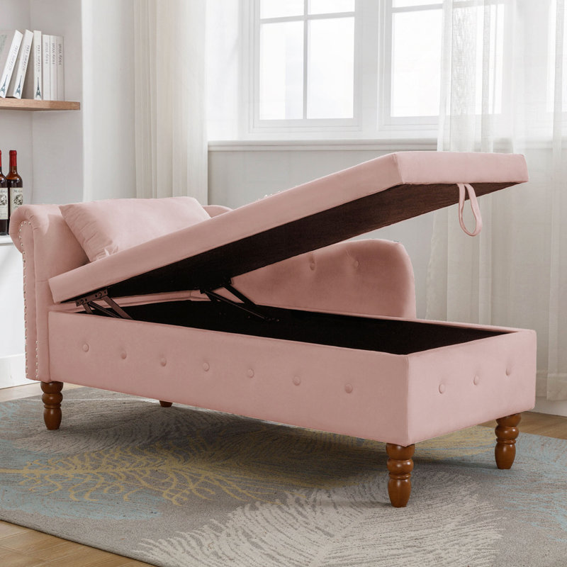 Chaise longue rembourrée pour l'intérieur, Rose, Brun