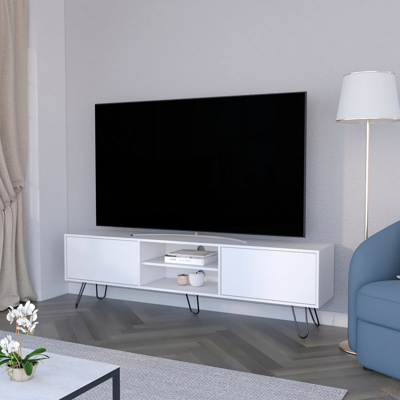 Hairpin Leg TV Rack, White