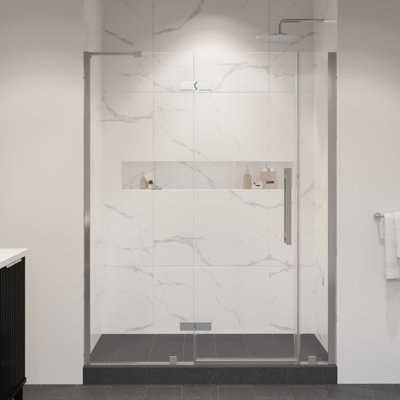 OVE Decors Tampa 57 3/4 à 60 1/16 po X P 72 po Porte de douche à charnière sans cadre H Alcove, 2025