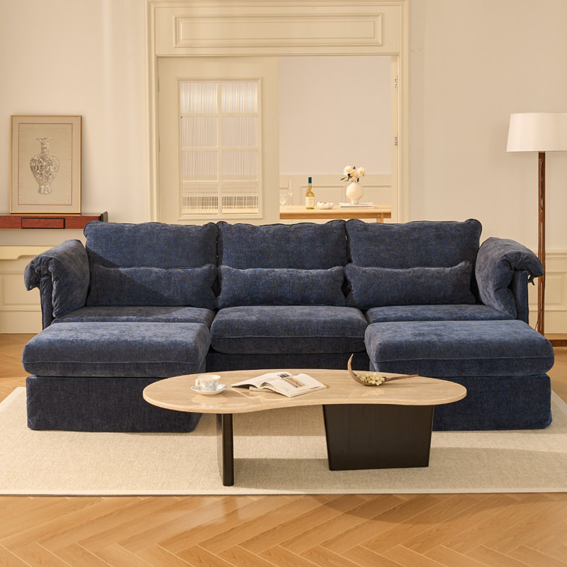 Sofa, 3-U Shaped, Navy