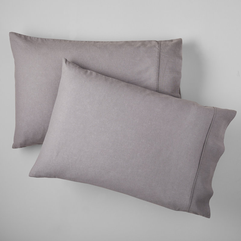 Jeffen Linen Blend Pillowcase Set, Charcoal, Standard