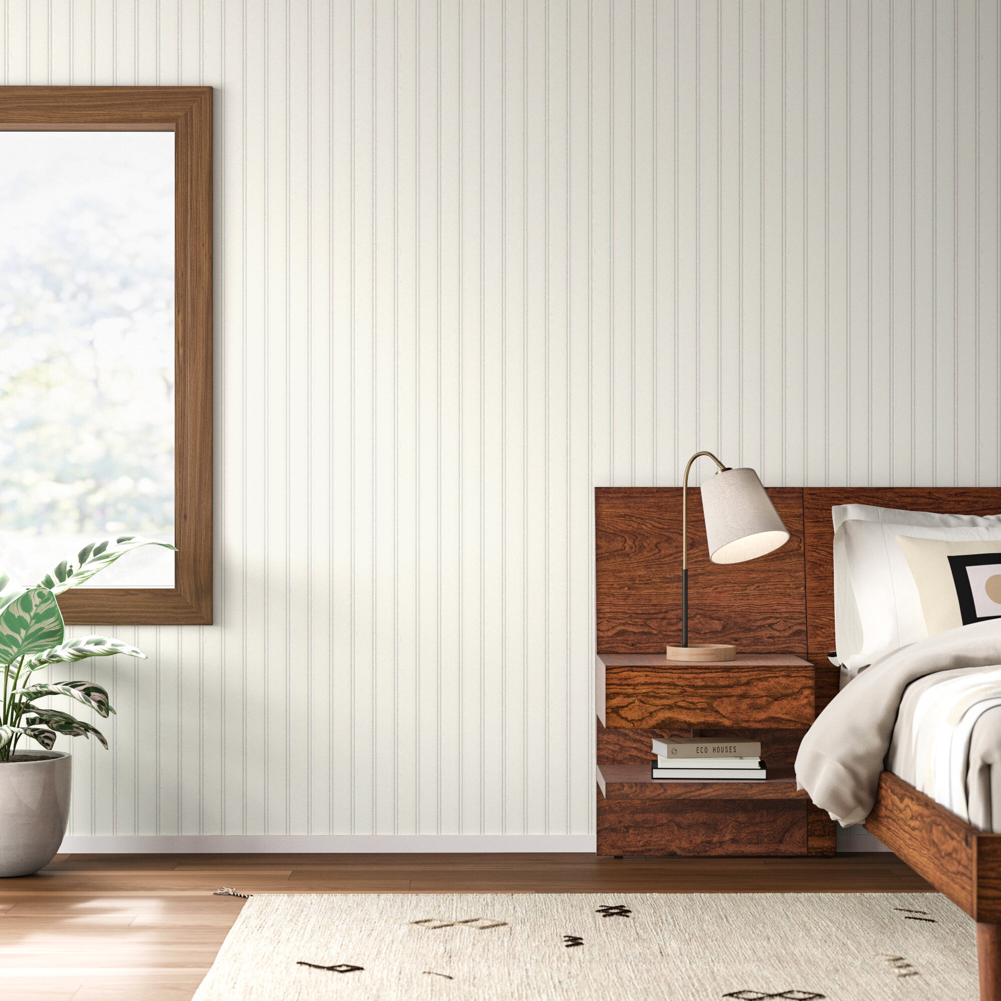 Wade Logan® Branco Peel & Stick Striped Wallpaper & Reviews