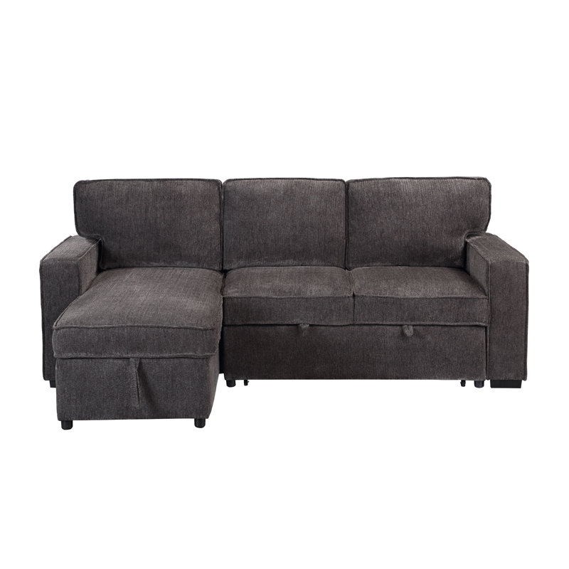 Upholstered Reclining L-Shaped Sectional, Dark Gray