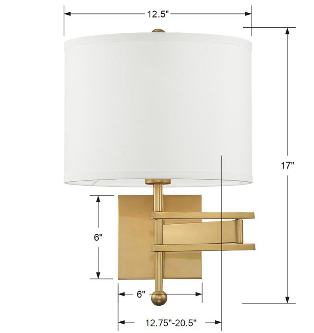 Single Light Dimmable Swing Arm Sconce, Gold