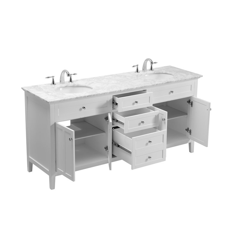 Ensemble de meuble-lavabo double 72 po Ain, Blanc
