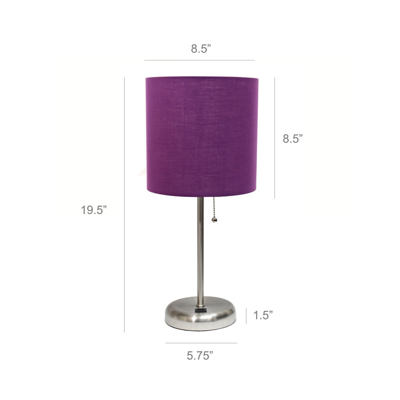 Delp Metal USB Table Lamp, Yes, Purple, Silver