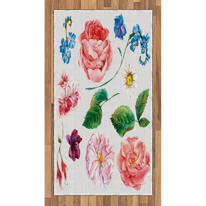 Rose Daisy Petals Pink Area Rug, Rectangle 2'7" x 5'