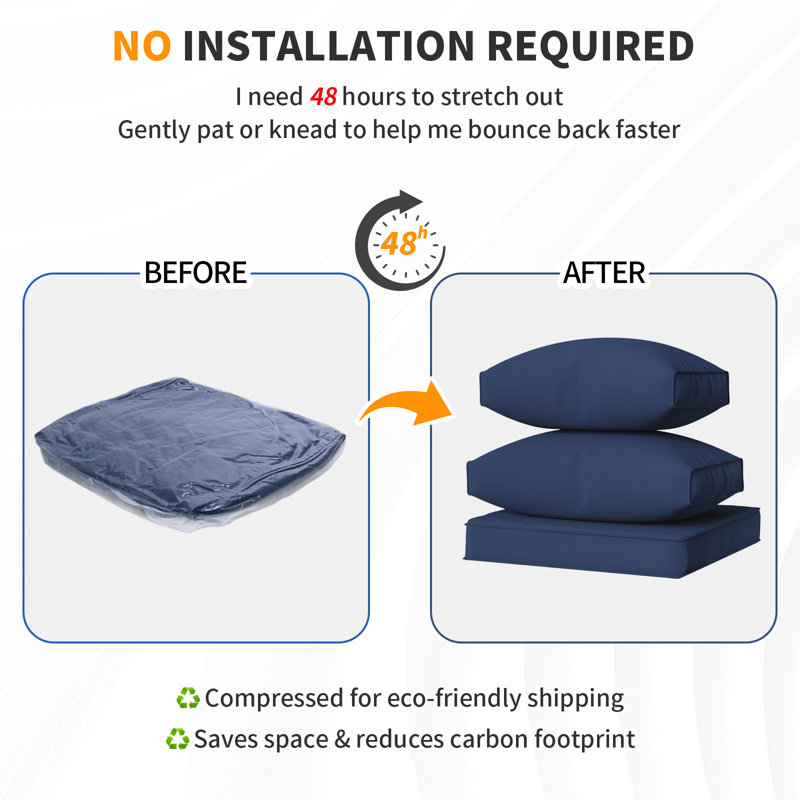 Abbel Outdoor 3.5'' Replaceable Cushion Set Seat and Back Cushions (Set of 6 Cushions, 6 Backrests, 2 Corner Cushions)-Cushion Set Only