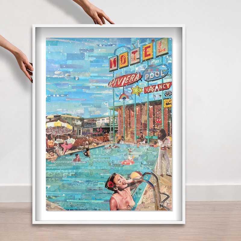 Oliver Gal Katy Hirschfeld - Riviera Motel Americana - Luxury Shadowbox Framed Wall Art, 46.5" H x 37.5" W