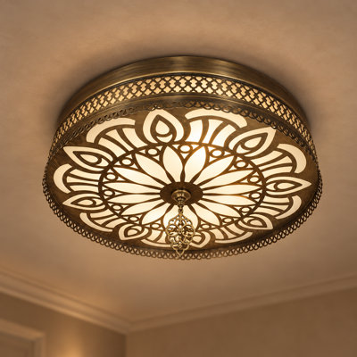 Antique Brass 4-Light 20 Inch Flush Mount Ceiling Light