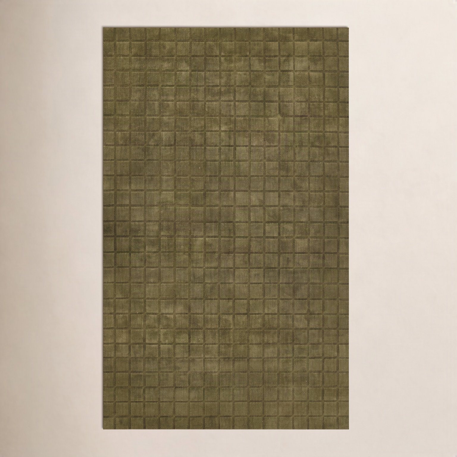 Meile Green Hand-Loomed Geometric Wool Rug, Rectangle 6' x 9'
