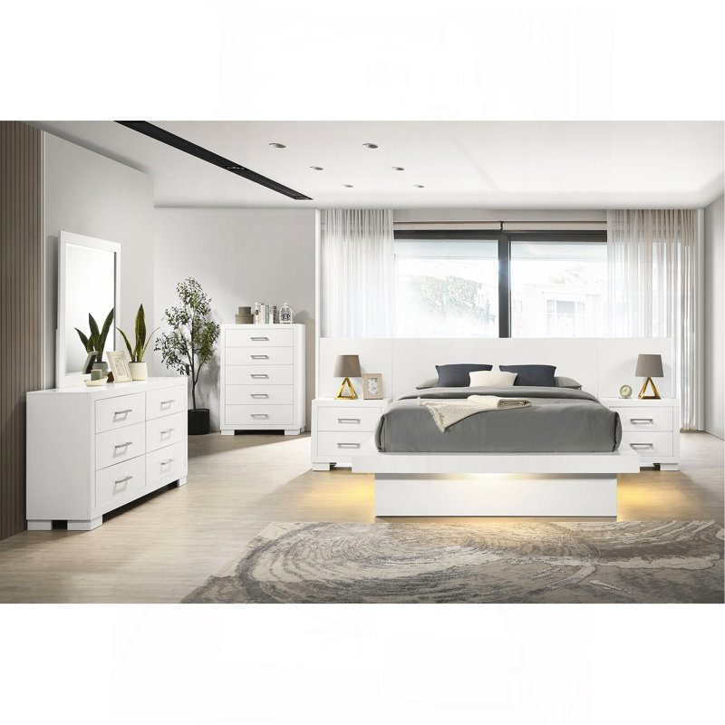 Ensemble de chambre avec lit plateforme 6 pièces et 2 tables de chevet Tokyo
