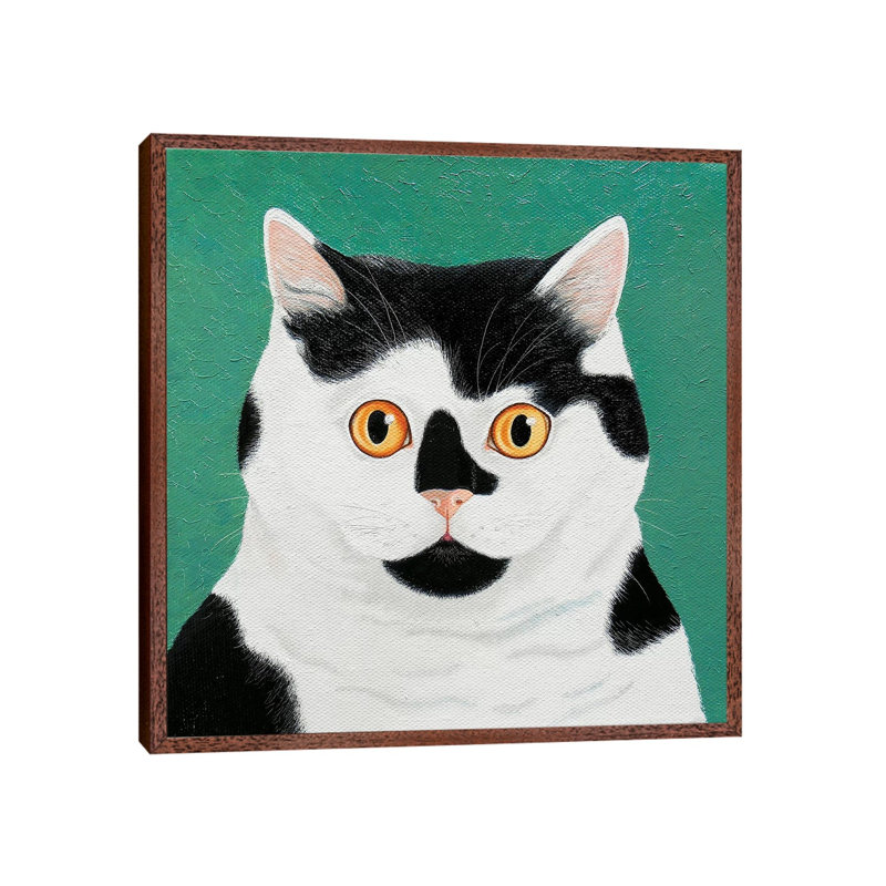 Moomoo by Vicky Mount - Painting on Canvas, Classic Brown Wood Framed, 45.72 cm H x 45.72 cm W